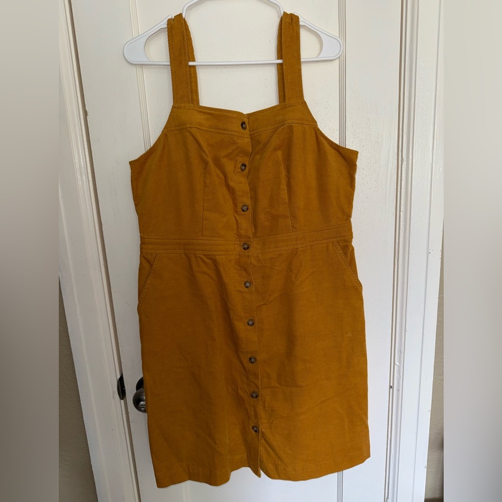 J. Crew Mustard Button-Down Corduroy Midi Dress. Great condition. Size 12